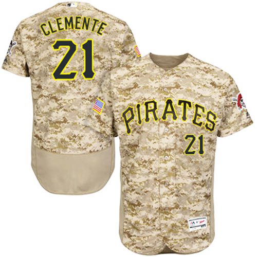 Pirates #21 Roberto Clemente Camo Flexbase Authentic Collection Stitched MLB Jersey